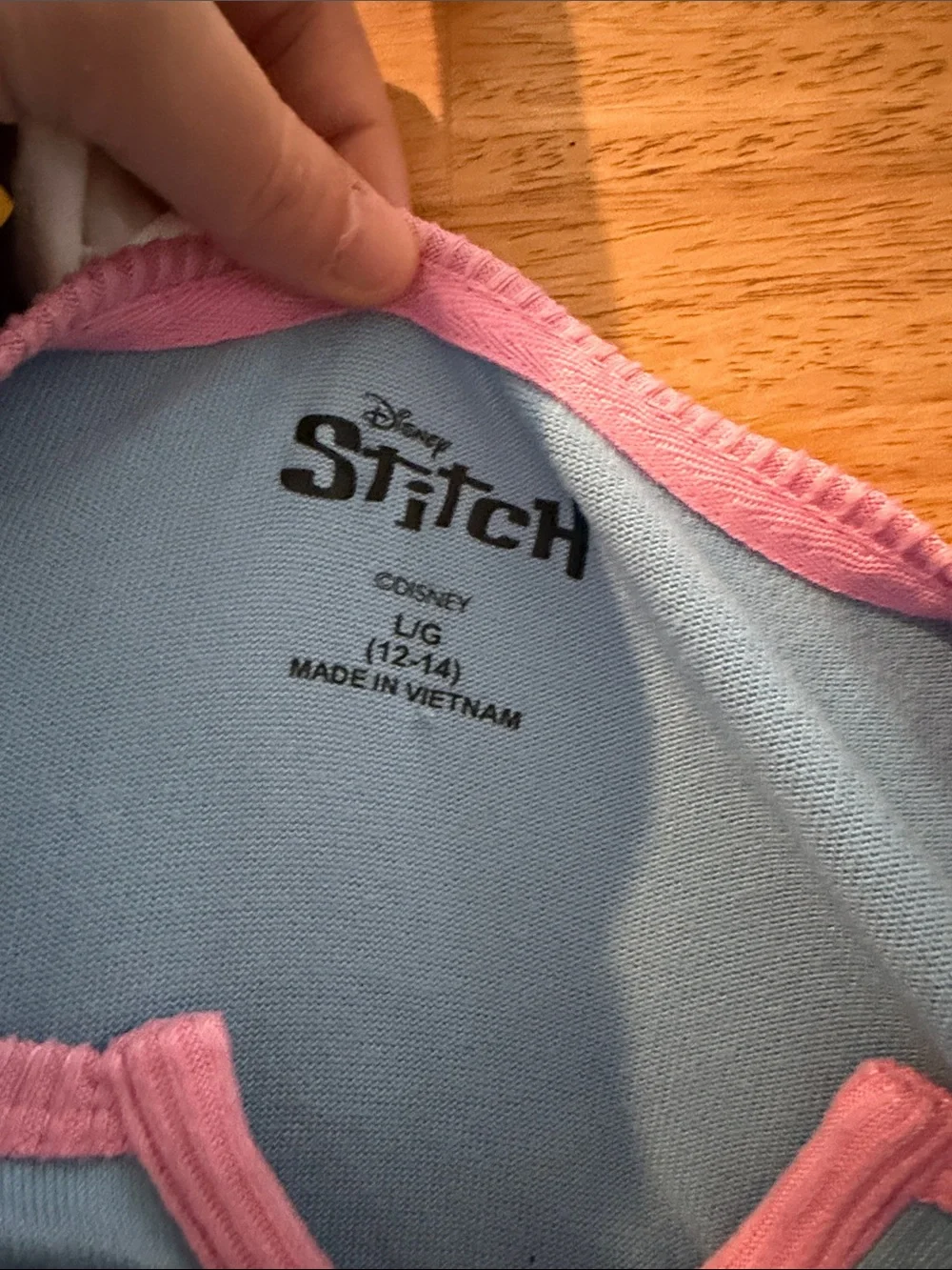 Disney Light Blue Stitch "Luv Ya" Pajama Top with Red Hearts - Picture 2 of 2